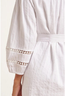 Smashed Lemon 24357 dames te korte jurk met driekwart mouwengehaakte Wit - XXL