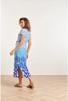 Smashed Lemon 24360 dames maxi te jurk met ornamentaal print | off Ecru - S