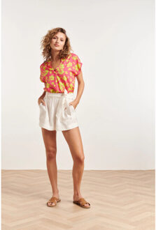 Smashed Lemon 24372 dames fuchsia top met allover lime bloemenprint | Groen - XS