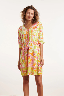 Smashed Lemon 24374 dames korte jurk met multicolor ornament print Print / Multi - 4XL