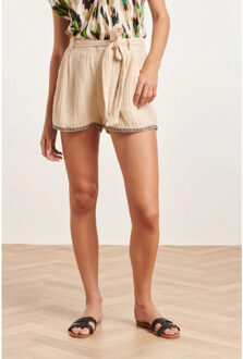 Smashed Lemon 24381 dames shorts met azteekse borduursels | Beige - XL