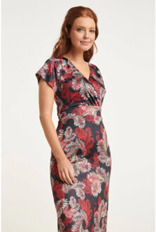 Smashed Lemon 24421 zomerjurk met bladprint stretchlicht aansluitend Veelkleurig - XXL