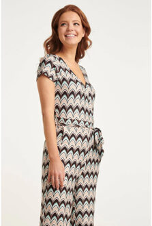 Smashed Lemon 24427 zachte stretch grafische print zomer jumpsuit | Veelkleurig - XL