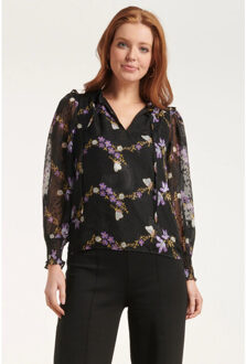 Smashed Lemon 24503 e chiffon top | Zwart