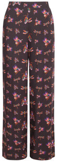Smashed Lemon 24505 e wijde broek met vrolijke insectenprint | Zwart - S