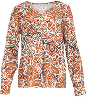 Smashed Lemon 24508 e paisley bedrukte top | Beige - M