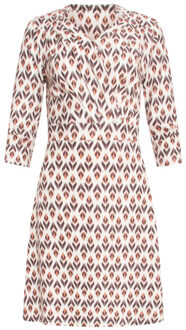 Smashed Lemon 24510 blad bedrukte korte jurk | Beige - XXXL