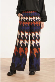 Smashed Lemon 24525 houndstooth print broek | Zwart - XL