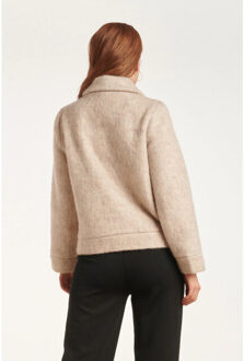 Smashed Lemon 24548 beige korte jas met grote zakken | - maat XL