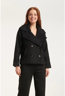 Smashed Lemon 24549 korte e overlap double-breasted jas | Zwart - M