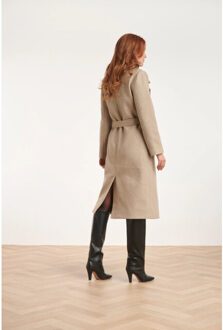 Smashed Lemon 24552 lange beige jas met grote revers - maat XXL