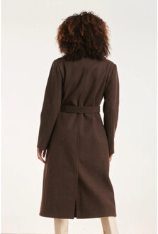 Smashed Lemon 24552 lange bruine jas met grote revers - maat XL