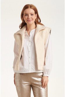 Smashed Lemon 24554 open bouclé gilet | Ecru - XXXL
