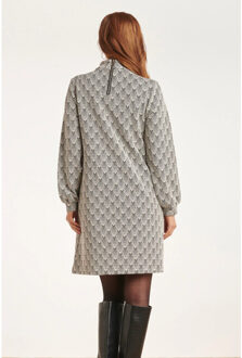 Smashed Lemon 24561 korte jurk met grafische print | Zwart