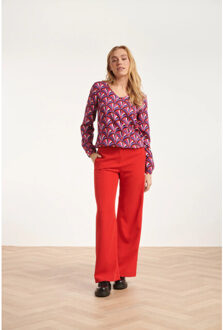 Smashed Lemon 24586 tailo broek met wijde pijpen | Rood - XXL
