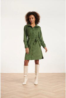 Smashed Lemon 24595 leger suède overhemdjurk | Bruin/groen - XL