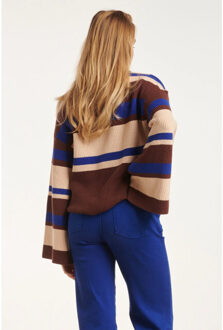 Smashed Lemon 24603 gestreepte gebreide top | Bruin - M