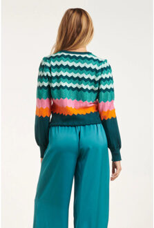 Smashed Lemon 24609 rijke zig-zag gebreide top | Blauw - M