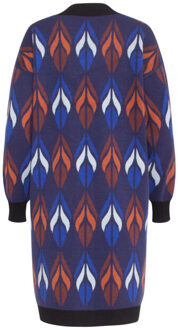 Smashed Lemon 24613 gebreide vest met bladeren print | Blauw - S