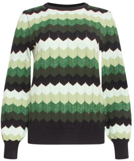 Smashed Lemon 24615 zigzag gebreide top | Groen - S