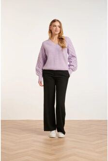 Smashed Lemon 24617 lila dikke gebreide trui met structuur | - XS