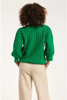 Smashed Lemon 24618 fel gebreide trui met structuur | Groen - XXXL