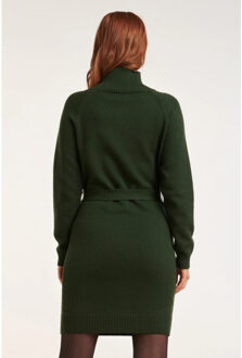 Smashed Lemon 24621 gebreide jurk met hoge hals | Bruin/groen - XXXL