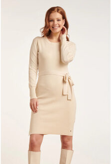 Smashed Lemon 24622 beige gebreide jurk met ronde hals | - XL