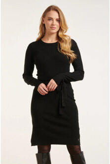 Smashed Lemon 24622 gebreide jurk met ronde hals | Zwart - XXXL