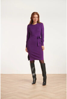 Smashed Lemon 24622 paarse gebreide jurk met ronde hals | - XXXL
