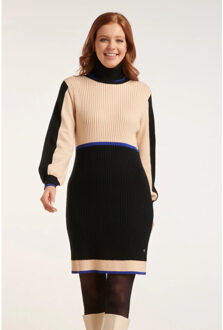 Smashed Lemon 24627 beige e blok gebreide jurk | - XL
