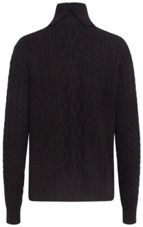 Smashed Lemon 24628 e gebreid top met gevlochten structuur | Zwart