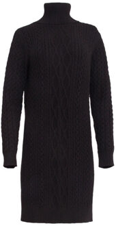 Smashed Lemon 24629 gebreid jurk met vlechtstructuur | Zwart - XL