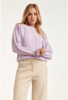 Smashed Lemon 24635 gebreide lila top met kabelstructuur - XS