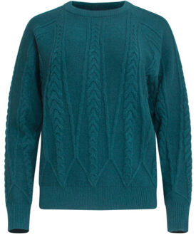 Smashed Lemon 24635 gebreide teal top met kabelstructuur | Blauw