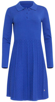 Smashed Lemon 24636 gebreide blauwe polo jurk - XXXL