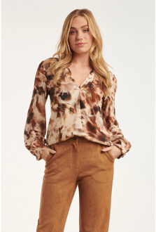 Smashed Lemon 24641 top met abstracte e print | Beige