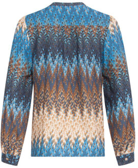 Smashed Lemon 24644 multicolour zigzagprint top | Blauw - XXL
