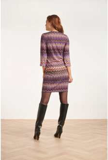 Smashed Lemon 24654 jurk met paarse multicolour zigzagprint | - XL