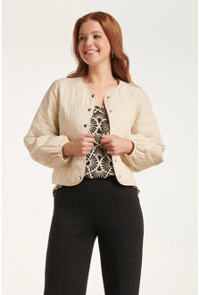 Smashed Lemon 24705 offwhite gewatteerde jas met hartvormige stiksel | Beige - XXL