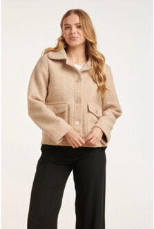 Smashed Lemon 24708 beige korte jas met grote zakken | - XXL