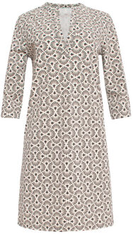 Smashed Lemon 24710 fitted grafische bloemenprint travel kwaliteit jurk | Beige - XS