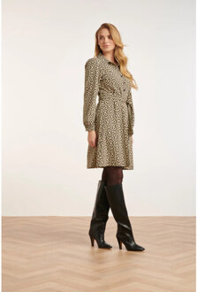 Smashed Lemon 24713 grafisch bloemige travel kwaliteit jurk | Beige - XXXL