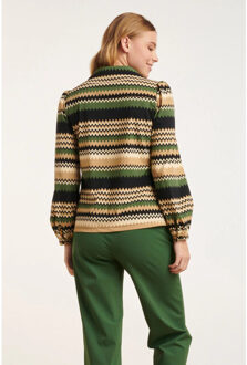 Smashed Lemon 24718 zigzag geprinte blousetravel kwaliteit | Beige - XS