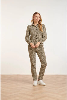 Smashed Lemon 24719 grafisch bloemenprint blousetravel kwaliteit | Beige - XXXL