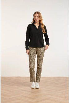 Smashed Lemon 24726 slim fit grafische bloem geprinte travel kwaliteit broek | Beige - XXXL