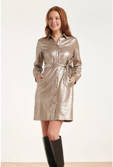 Smashed Lemon 24733 gecoate suedine jurk | Zilver - XXXL