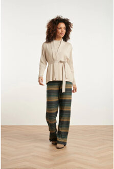 Smashed Lemon 24789 geribde mouwloze cardigan met lurex | Beige