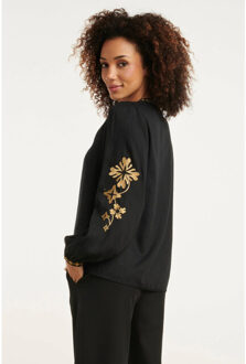 Smashed Lemon 24803 e geborduurde top met borduur | Zwart - XS