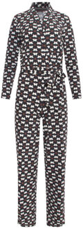 Smashed Lemon 24815 grafisch geprinte travel kwaliteit jumpsuit | Zwart - XXXL